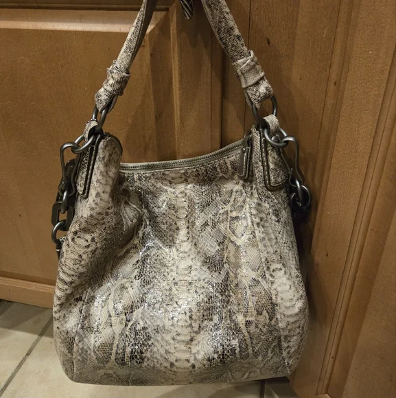 Coach Kristen Brown Tan‎ Embossed Python Leather Purse Hobo E1026 15361 - Picture 15 of 16